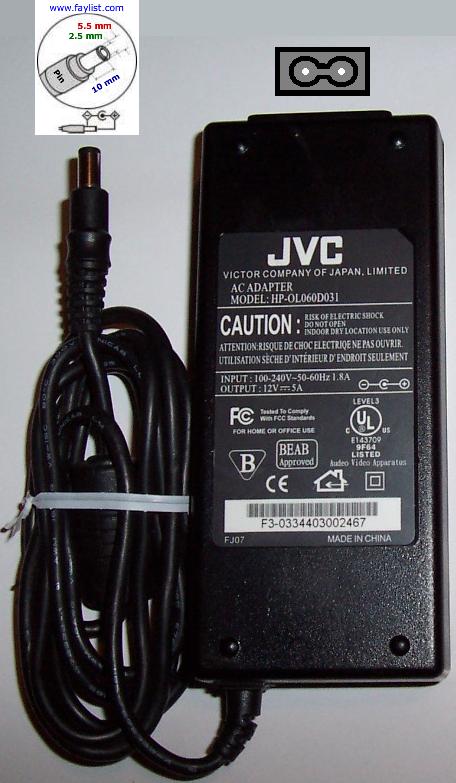 *Brand NEW*For JVC HP-OL060D031 12V 5A Supply Cord LCD MONITOR 12 Volt 5 Amps Ac Power Adapter